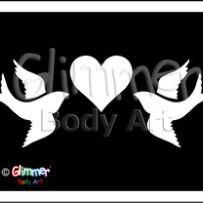 Glitter tattoo 004 Heart Doves Pack Of 5 